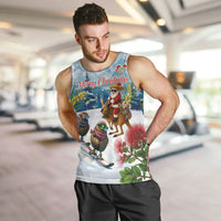 New Zealand and Australia Merry Christmas Men Tank Top Kiwi Birds Skiing and Koala Santa Riding Kangaroo LT03 Multicolor - Polynesian Pride