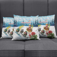 New Zealand and Australia Merry Christmas Pillow Cover Kiwi Birds Skiing and Koala Santa Riding Kangaroo LT03 - Polynesian Pride