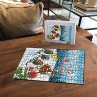 New Zealand and Australia Merry Christmas Puzzle Kiwi Birds Skiing and Koala Santa Riding Kangaroo LT03 - Polynesian Pride