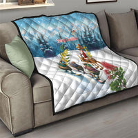 New Zealand and Australia Merry Christmas Quilt Kiwi Birds Skiing and Koala Santa Riding Kangaroo LT03 - Polynesian Pride