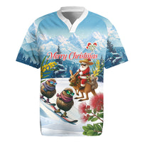 New Zealand and Australia Merry Christmas Rugby Jersey Kiwi Birds Skiing and Koala Santa Riding Kangaroo LT03 Multicolor - Polynesian Pride