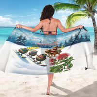 New Zealand and Australia Merry Christmas Sarong Kiwi Birds Skiing and Koala Santa Riding Kangaroo LT03 - Polynesian Pride