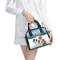 New Zealand and Australia Merry Christmas Shoulder Handbag Kiwi Birds Skiing and Koala Santa Riding Kangaroo LT03 - Polynesian Pride