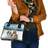 New Zealand and Australia Merry Christmas Shoulder Handbag Kiwi Birds Skiing and Koala Santa Riding Kangaroo LT03 - Polynesian Pride