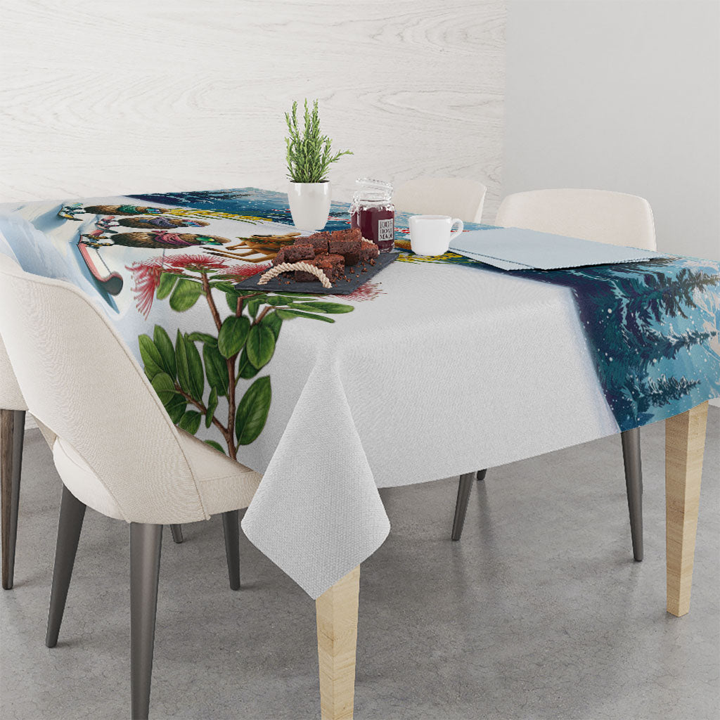 New Zealand and Australia Merry Christmas Tablecloth Kiwi Birds Skiing and Koala Santa Riding Kangaroo LT03 - Polynesian Pride