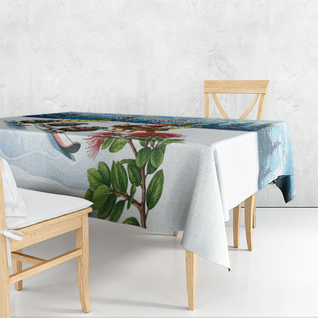 New Zealand and Australia Merry Christmas Tablecloth Kiwi Birds Skiing and Koala Santa Riding Kangaroo LT03 - Polynesian Pride