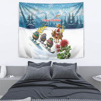 New Zealand and Australia Merry Christmas Tapestry Kiwi Birds Skiing and Koala Santa Riding Kangaroo LT03 - Polynesian Pride