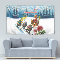 New Zealand and Australia Merry Christmas Tapestry Kiwi Birds Skiing and Koala Santa Riding Kangaroo LT03 - Polynesian Pride