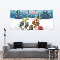 New Zealand and Australia Merry Christmas Tapestry Kiwi Birds Skiing and Koala Santa Riding Kangaroo LT03 - Polynesian Pride