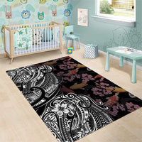Hawaiian and Japanese Together Area Rug Polynesian Triball Tattoo Koi Carps and Sakura LT03 - Polynesian Pride