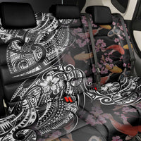 Hawaiian and Japanese Together Back Car Seat Cover Polynesian Triball Tattoo Koi Carps and Sakura LT03 - Polynesian Pride