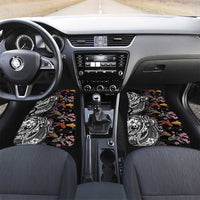 Hawaiian and Japanese Together Car Mats Polynesian Triball Tattoo Koi Carps and Sakura LT03 Set 2pcs - Front Black - Polynesian Pride