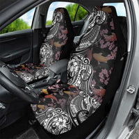 Hawaiian and Japanese Together Car Seat Cover Polynesian Triball Tattoo Koi Carps and Sakura LT03 - Polynesian Pride