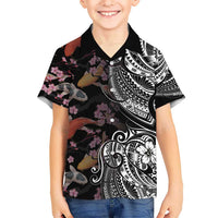 Hawaiian and Japanese Together Hawaiian Shirt Polynesian Triball Tattoo Koi Carps and Sakura LT03 - Polynesian Pride