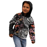 Hawaiian and Japanese Together Kid Hoodie Polynesian Triball Tattoo Koi Carps and Sakura LT03 - Polynesian Pride