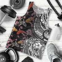 Hawaiian and Japanese Together Men Tank Top Polynesian Triball Tattoo Koi Carps and Sakura LT03 - Polynesian Pride