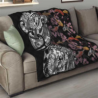 Hawaiian and Japanese Together Quilt Polynesian Triball Tattoo Koi Carps and Sakura