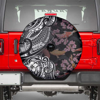 Hawaiian and Japanese Together Spare Tire Cover Polynesian Triball Tattoo Koi Carps and Sakura LT03 - Polynesian Pride