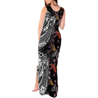 Hawaiian and Japanese Together Tank Maxi Dress Polynesian Triball Tattoo Koi Carps and Sakura LT03 - Polynesian Pride