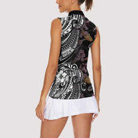 Hawaiian and Japanese Together Women Sleeveless Polo Shirt Polynesian Triball Tattoo Koi Carps and Sakura LT03 - Polynesian Pride