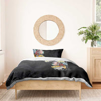 Hawaiian and Japanese Together Bedding Set Colorful Traditional Japanese Tattoo and Kakau Pattern Black Color LT03 - Polynesian Pride