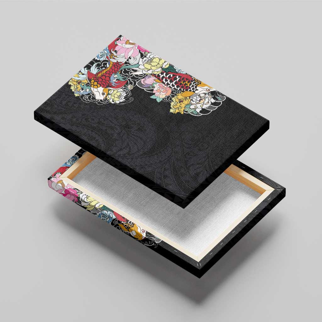 Hawaiian and Japanese Together Canvas Wall Art Colorful Traditional Japanese Tattoo and Kakau Pattern Black Color LT03 - Polynesian Pride