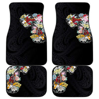 Hawaiian and Japanese Together Car Mats Colorful Traditional Japanese Tattoo and Kakau Pattern Black Color LT03 - Polynesian Pride
