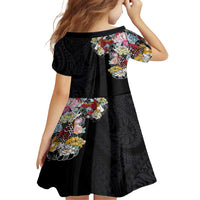 Hawaiian and Japanese Together Family Matching Off Shoulder Maxi Dress and Hawaiian Shirt Colorful Traditional Japanese Tattoo and Kakau Pattern Black Color LT03 - Polynesian Pride