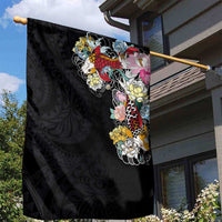 Hawaiian and Japanese Together Garden Flag Colorful Traditional Japanese Tattoo and Kakau Pattern Black Color LT03 - Polynesian Pride