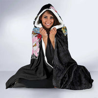 Hawaiian and Japanese Together Hooded Blanket Colorful Traditional Japanese Tattoo and Kakau Pattern Black Color LT03 - Polynesian Pride