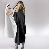Hawaiian and Japanese Together Hooded Blanket Colorful Traditional Japanese Tattoo and Kakau Pattern Black Color LT03 - Polynesian Pride