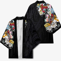 Hawaiian and Japanese Together Kimono Colorful Traditional Japanese Tattoo and Kakau Pattern Black Color LT03 - Polynesian Pride