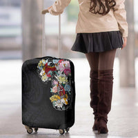 Hawaiian and Japanese Together Luggage Cover Colorful Traditional Japanese Tattoo and Kakau Pattern Black Color LT03 - Polynesian Pride