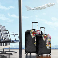Hawaiian and Japanese Together Luggage Cover Colorful Traditional Japanese Tattoo and Kakau Pattern Black Color LT03 - Polynesian Pride