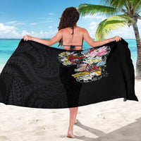 Hawaiian and Japanese Together Sarong Colorful Traditional Japanese Tattoo and Kakau Pattern Black Color LT03 - Polynesian Pride