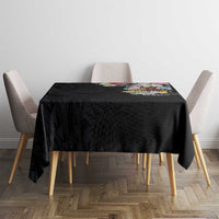 Hawaiian and Japanese Together Tablecloth Colorful Traditional Japanese Tattoo and Kakau Pattern Black Color LT03 - Polynesian Pride