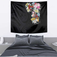 Hawaiian and Japanese Together Tapestry Colorful Traditional Japanese Tattoo and Kakau Pattern Black Color LT03 - Polynesian Pride