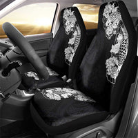 Hawaiian and Japanese Together Car Seat Cover Japanese Koi Fish Tattoo and Kakau Pattern Black Color LT03 - Polynesian Pride