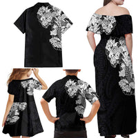Hawaiian and Japanese Together Family Matching Off Shoulder Maxi Dress and Hawaiian Shirt Japanese Koi Fish Tattoo and Kakau Pattern Black Color LT03 - Polynesian Pride