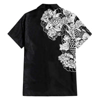 Hawaiian and Japanese Together Family Matching Off Shoulder Maxi Dress and Hawaiian Shirt Japanese Koi Fish Tattoo and Kakau Pattern Black Color LT03 - Polynesian Pride