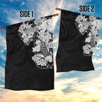 Hawaiian and Japanese Together Garden Flag Japanese Koi Fish Tattoo and Kakau Pattern Black Color LT03 - Polynesian Pride