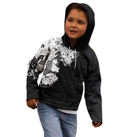 Hawaiian and Japanese Together Kid Hoodie Japanese Koi Fish Tattoo and Kakau Pattern Black Color LT03 - Polynesian Pride