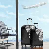 Hawaiian and Japanese Together Luggage Cover Japanese Koi Fish Tattoo and Kakau Pattern Black Color LT03 - Polynesian Pride