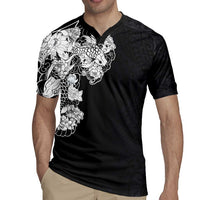 Hawaiian and Japanese Together Rugby Jersey Japanese Koi Fish Tattoo and Kakau Pattern Black Color LT03 - Polynesian Pride