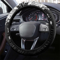 Hawaiian and Japanese Together Steering Wheel Cover Japanese Koi Fish Tattoo and Kakau Pattern Black Color LT03 - Polynesian Pride