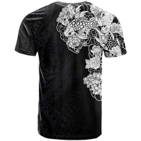 Hawaiian and Japanese Together T Shirt Japanese Koi Fish Tattoo and Kakau Pattern Black Color LT03 - Polynesian Pride