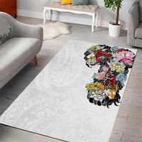 Hawaiian and Japanese Together Area Rug Colorful Traditional Japanese Tattoo and Kakau Pattern White Color LT03 - Polynesian Pride