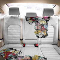 Hawaiian and Japanese Together Back Car Seat Cover Colorful Traditional Japanese Tattoo and Kakau Pattern White Color LT03 - Polynesian Pride