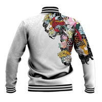 Hawaiian and Japanese Together Baseball Jacket Colorful Traditional Japanese Tattoo and Kakau Pattern White Color LT03 - Polynesian Pride