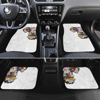 Hawaiian and Japanese Together Car Mats Colorful Traditional Japanese Tattoo and Kakau Pattern White Color LT03 Set 4pcs White - Polynesian Pride